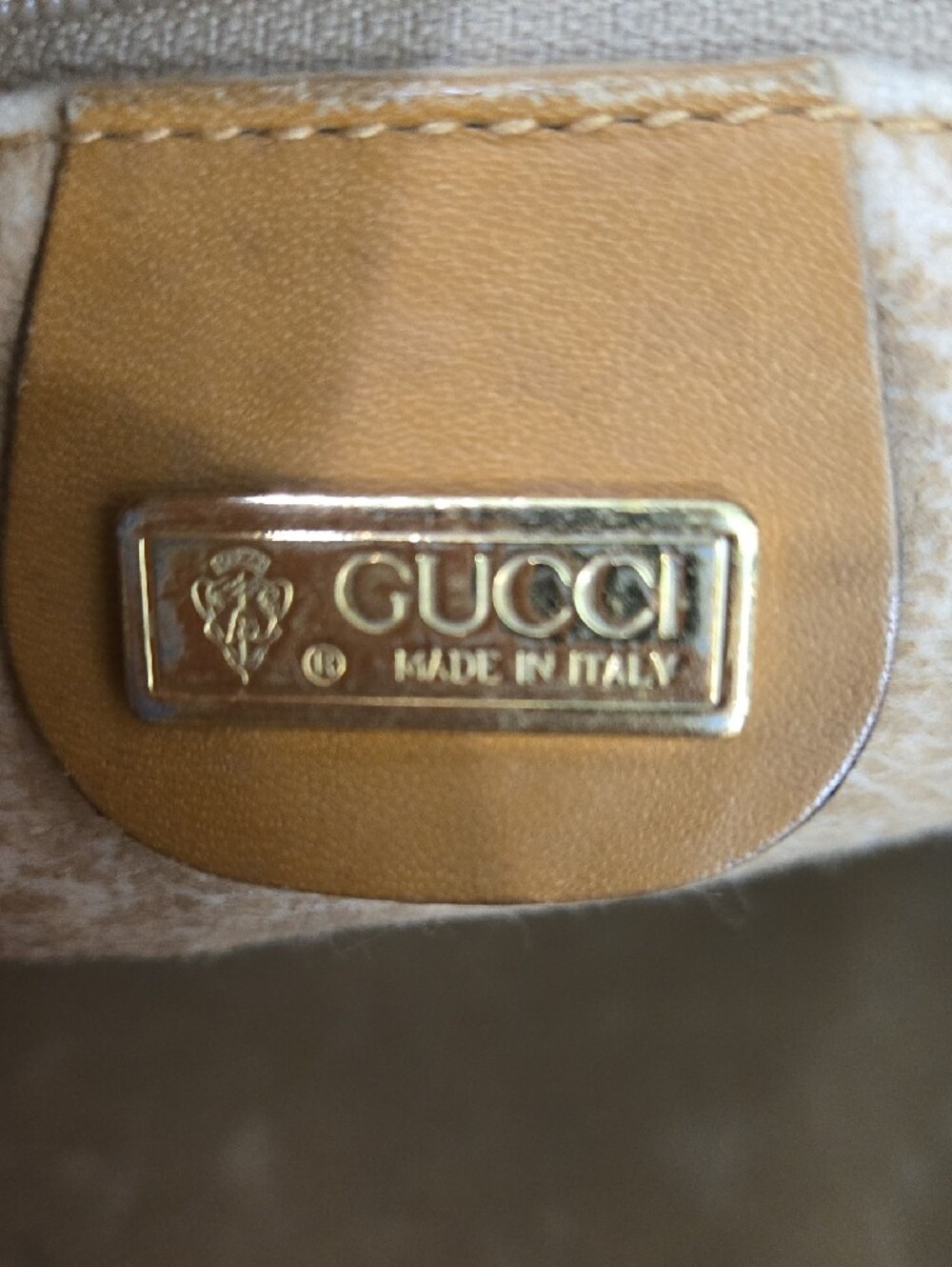 Gucci Beige Brown Monogram Messenger Bag with Tan Leather Trim - Picture 14 of 16